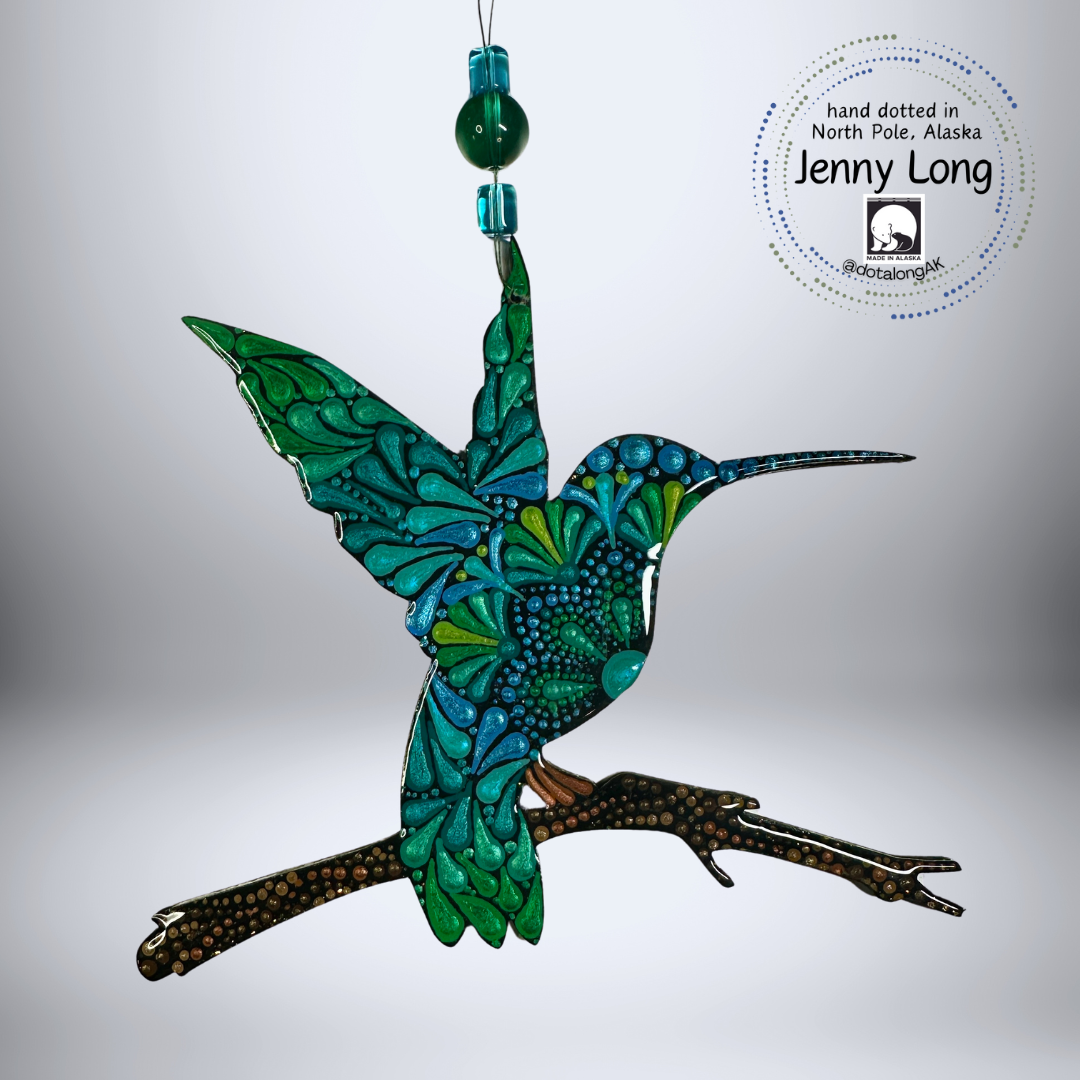 Hummingbird on Branch Ornament-Painted to Order