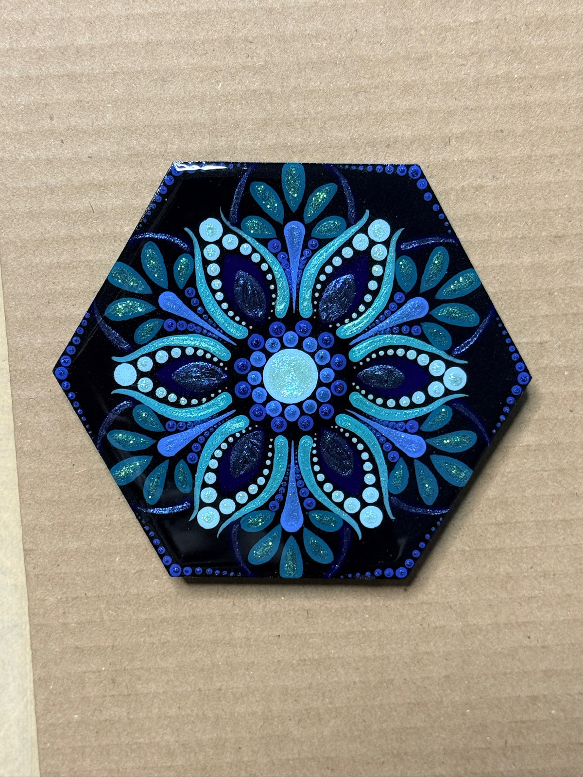 Wooden Hexagon Coaster - Kenai River
