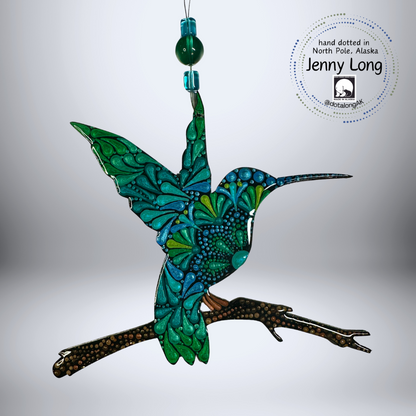 Hummingbird on Branch Ornament-Painted to Order