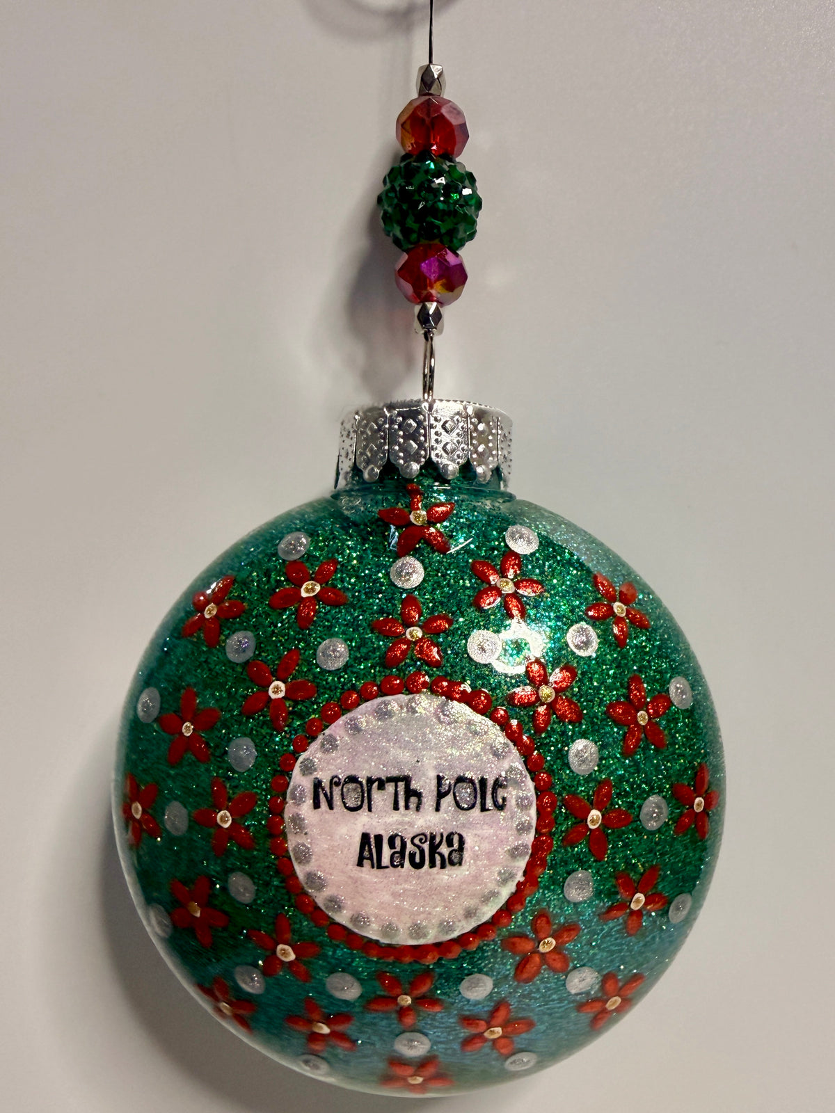 North Pole Glittered Ornament