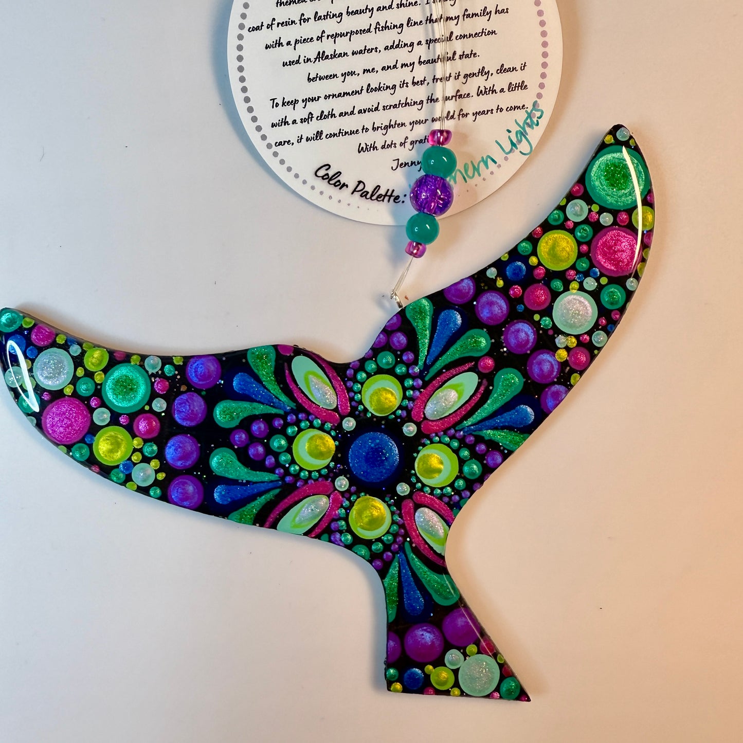 Whale Tail Ornament-Painted to Order