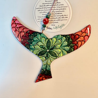 Whale Tail Ornament-Painted to Order