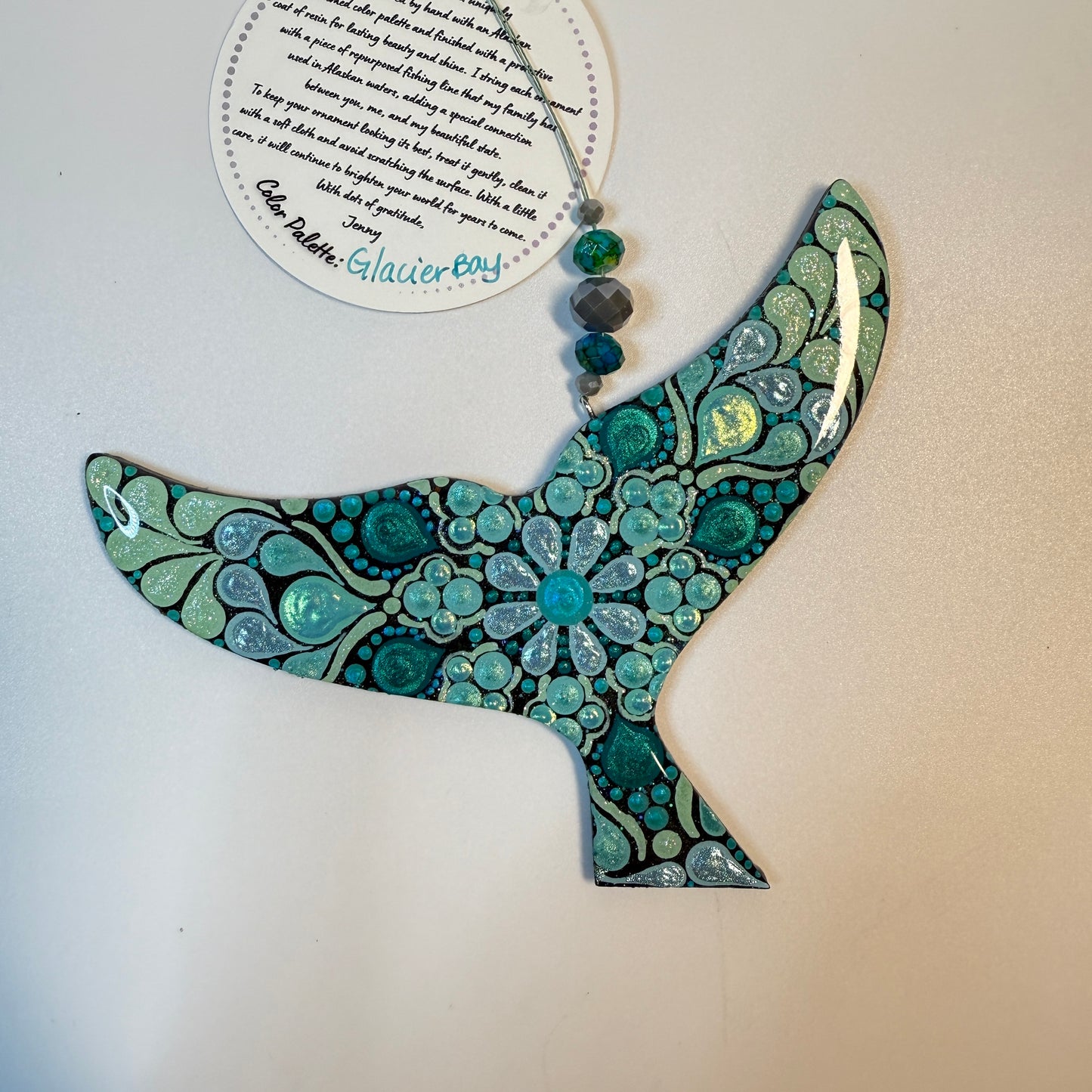 Whale Tail Ornament-Painted to Order