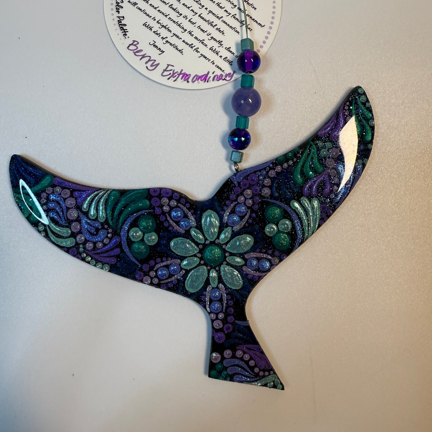 Whale Tail Ornament-Painted to Order