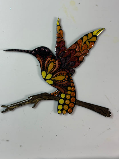 Hummingbird on Branch Ornament-Painted to Order