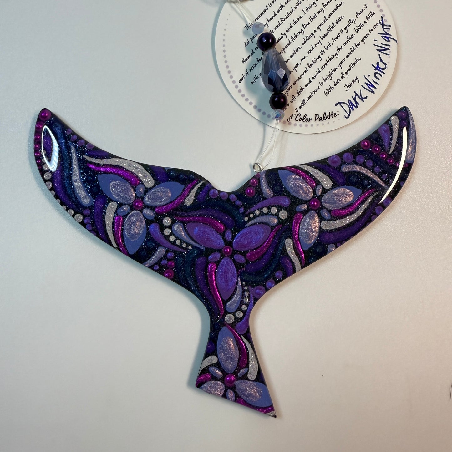 Whale Tail Ornament-Painted to Order