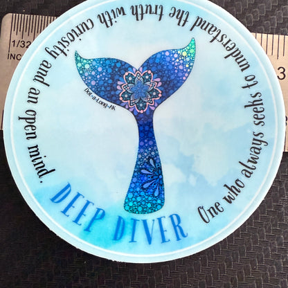 3" Deep Diver Holographic Whale Tail Sticker