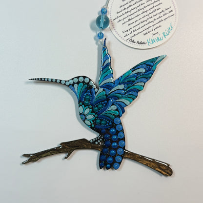 Hummingbird on Branch Ornament-Painted to Order