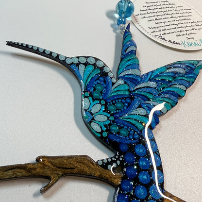 Hummingbird on Branch Ornament-Painted to Order