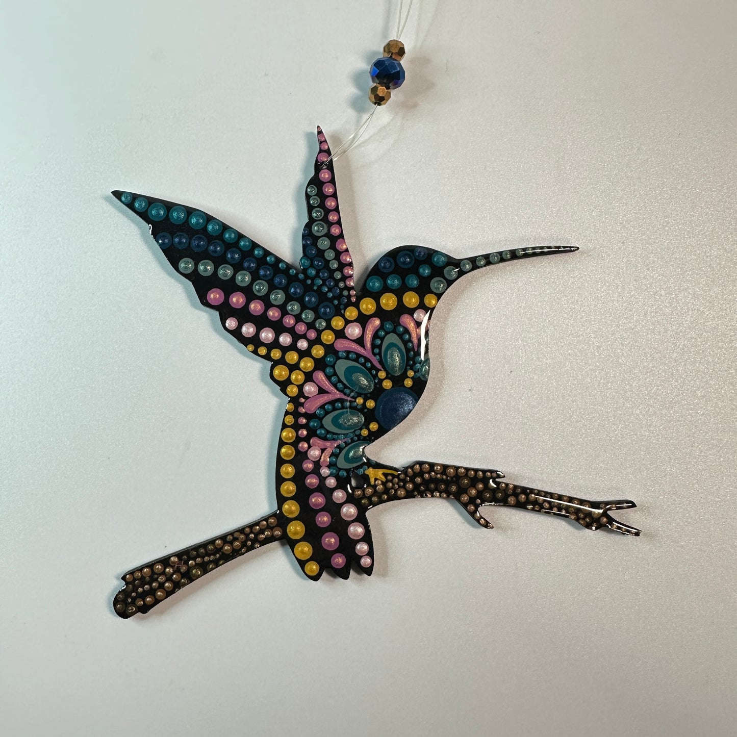 Hummingbird on Branch Ornament-Painted to Order