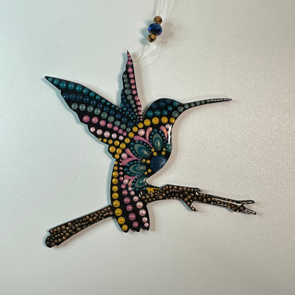 Hummingbird on Branch Ornament-Painted to Order
