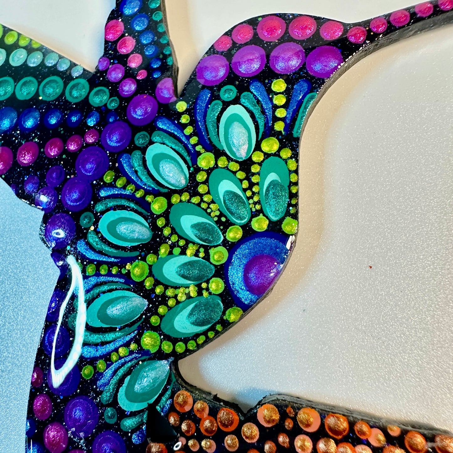 Hummingbird on Branch Ornament-Painted to Order