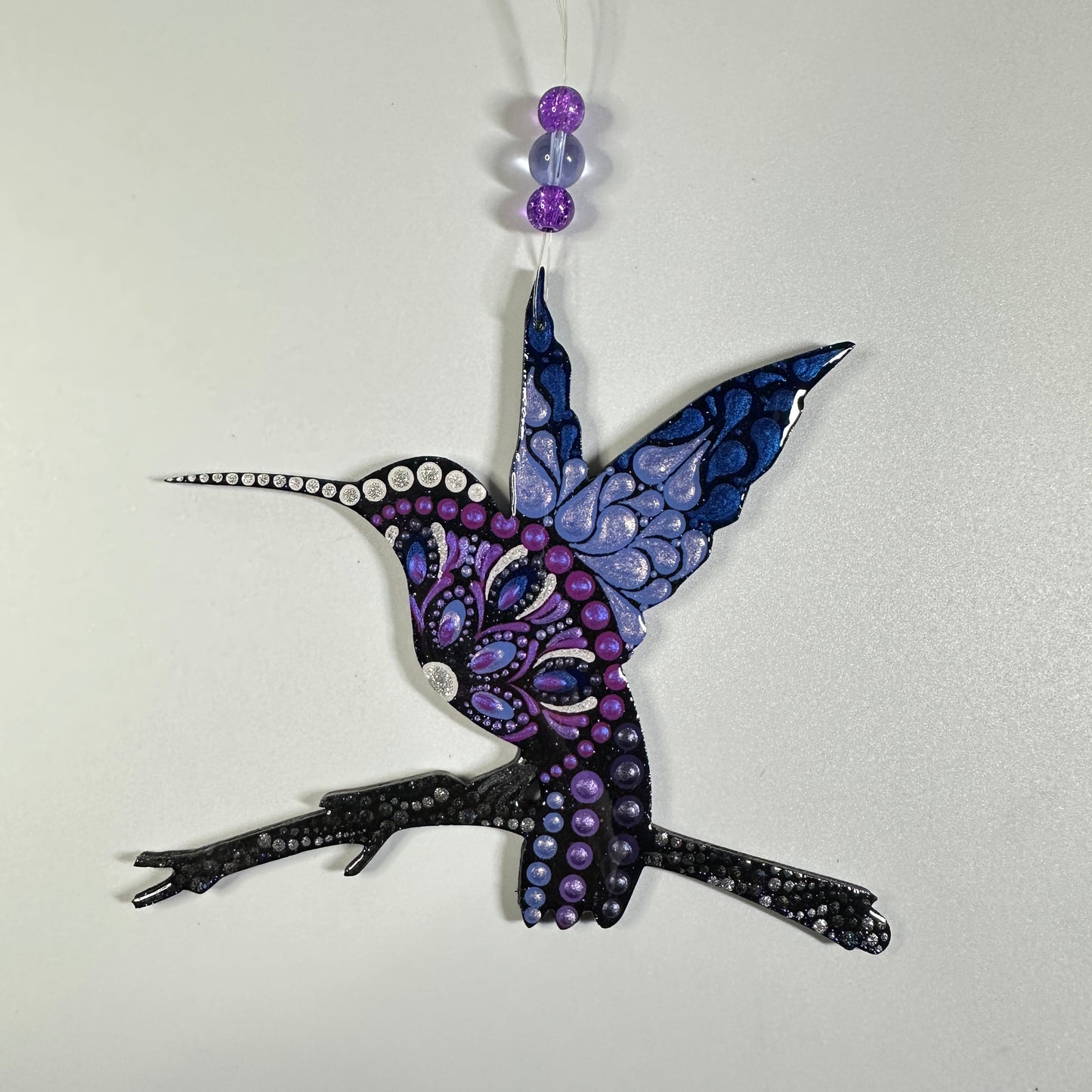 Hummingbird on Branch Ornament-Painted to Order