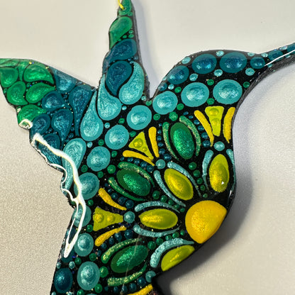 Hummingbird on Branch Ornament-Painted to Order