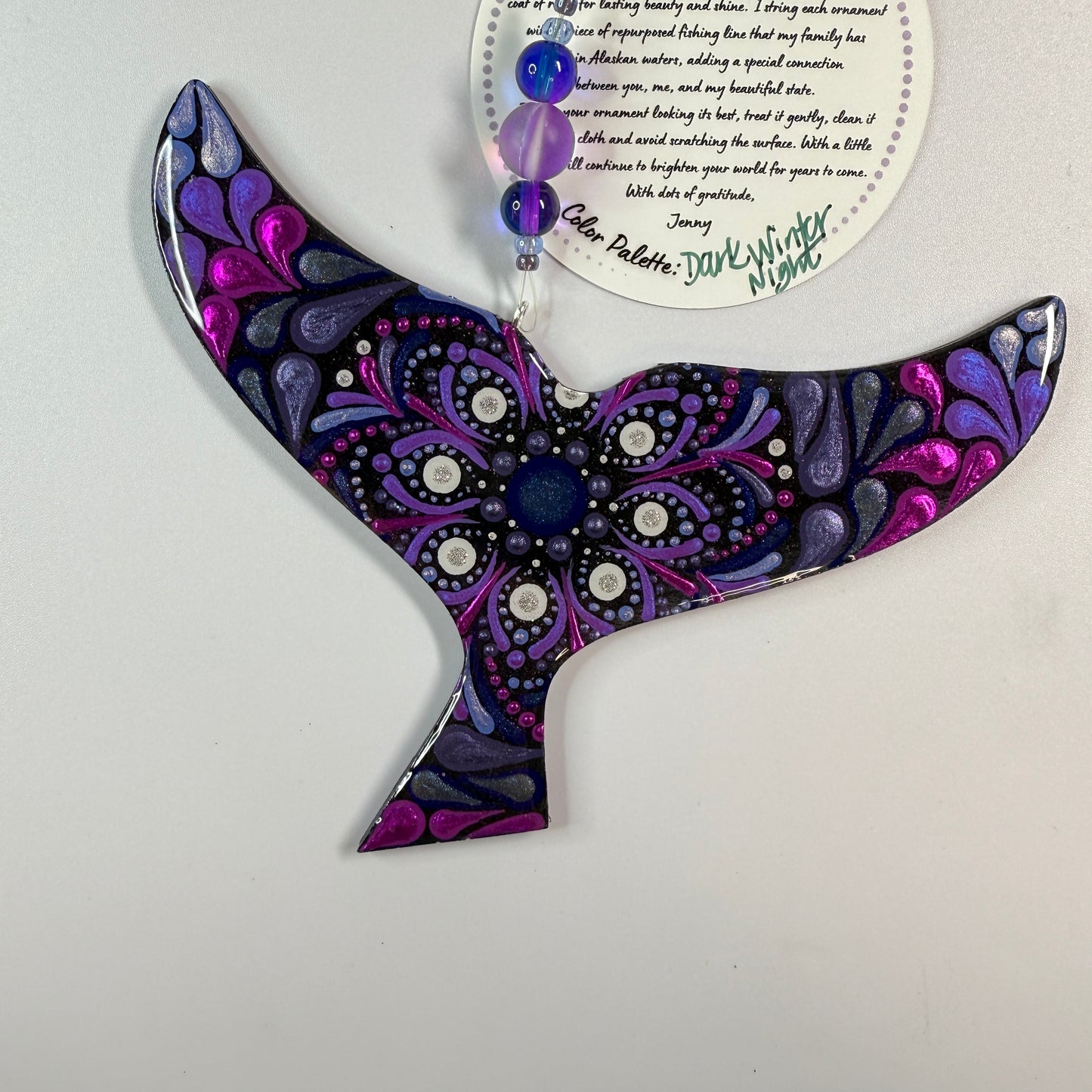 Whale Tail Ornament-Painted to Order