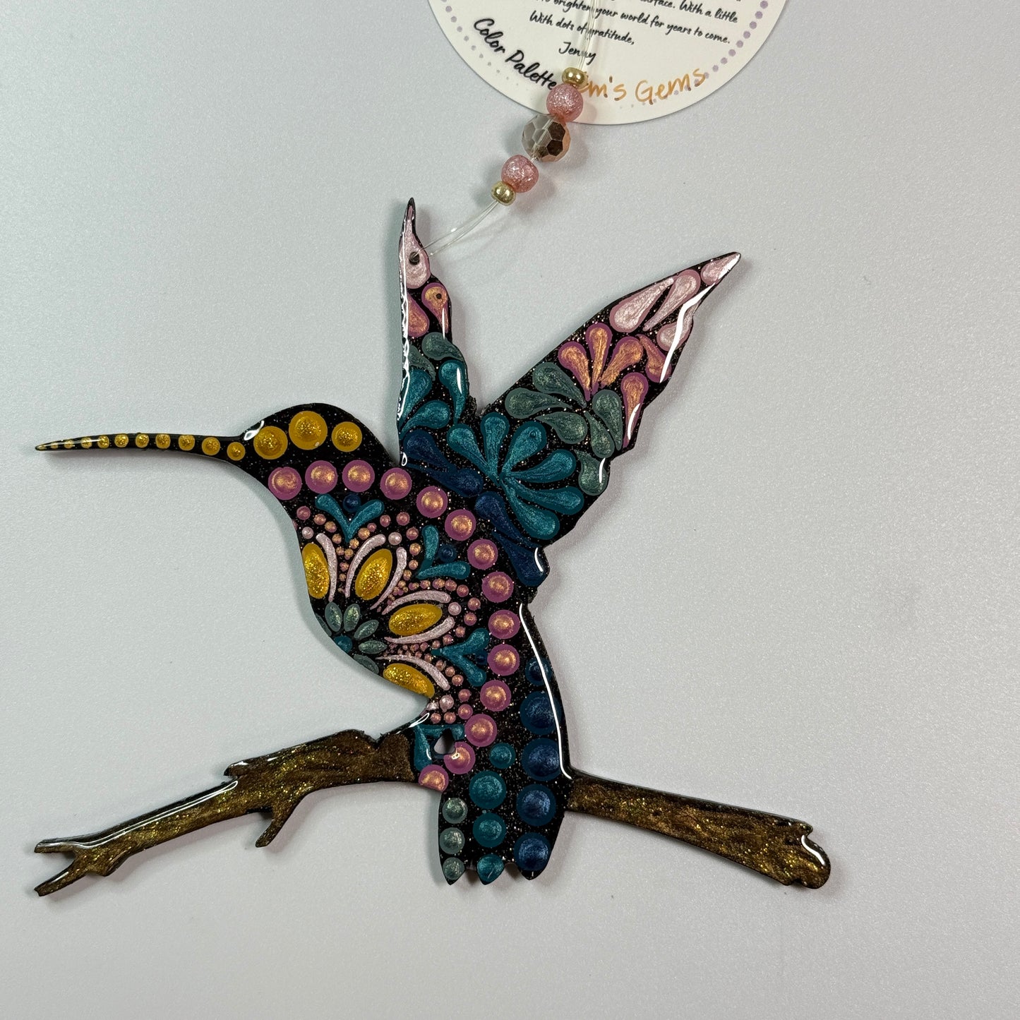 Hummingbird on Branch Ornament-Painted to Order