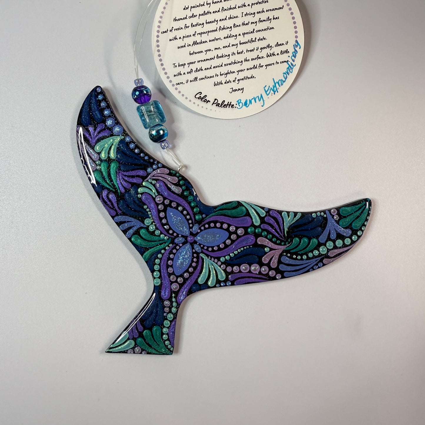 Whale Tail Ornament-Painted to Order